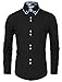 TAM WARE Mens Trendy Slim Fit Inner Checkered Button Down Shirt TWNMS323S-BLACK-US M