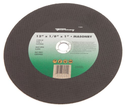 Forney 71894 12 Inch by 1/8 Inch C20R BF Type 1 Masonry Chop Saw Blade with 1 Inch Arbor 415dAOMX0GL Forney 71894 12 Inch by 1/8 Inch C20R BF Type 1 Masonry Chop Saw Blade with 1 Inch Arbor