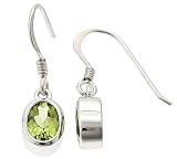 Sterling Silver 7X5mm Oval Genuine Peridot Earrings