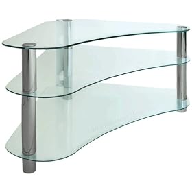 Centurion GT7 Clear Corner Contemporary Design Flat Screen 26"-43" Glass Stand