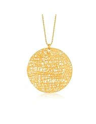 Italian Design 14K Yellow Gold Woven Circle Pendant