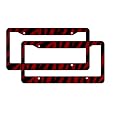 A Set of 2 Plastic License Plate Frame Safari Animal Series - Zebra Red and Black