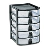 Office Products : Rubbermaid 9A6200BLA Mini storage drawers, 10-5/16 high, black with 5 clear drawers