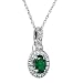 10K White Gold Emerald and Diamond Pendant-Necklace 18in. 3/4ct TGW
