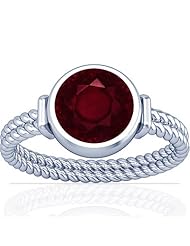18K White Gold Round Cut Ruby Womens Astrological Ring