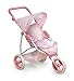 Badger Basket Three Wheel Doll Jogging Stroller - Pink/White