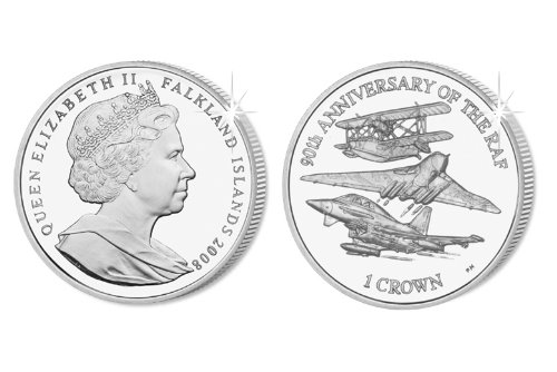 2008 Falkland Islands Sterling Silver: 90th Anniversary of the RAF Coin