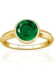 14K Yellow Gold Round Cut Emerald Solitaire Ring