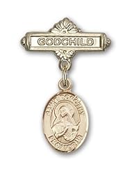 Gold Filled Baby Badge with St. Dorothy Charm and Godchild Badge Pin