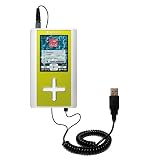 Coiled Power Hot Sync and Charge USB Data Cable w/ Tip Exchange for the Toshiba Gigabeat F10 MEGF10 - Gomadic Brand