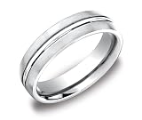 Men's Palladium 6mm Comfort Fit Satin Finished Wedding Band Ring with High Polished Center Groove, Size 11.5