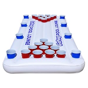 GoPong Pool Lounge Beer Pong Inflatable with Social Floating, White
