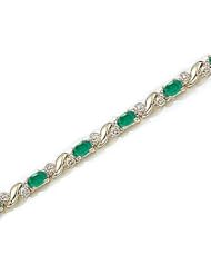 14kt Yellow Gold Oval Emerald and Diamond Bracelet