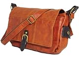 ミニ レザーショルダーバッグ メッセンジャーバック (キャメル) [ウェア&シューズ]