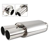 Universal T304 Stainless Steel Muffler with 3 Dual Tip by HK5
