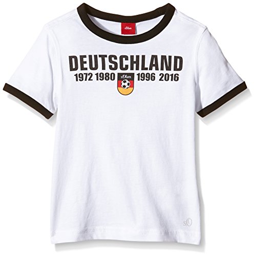 s.Oliver Jungen T-Shirt “Deutschland-Trikot”, Gr. 128 (Herstellergröße: 128/134), Weiß (white 0100)
