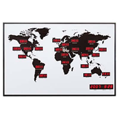 Weltzeituhr weiß schwarz mit roten LED