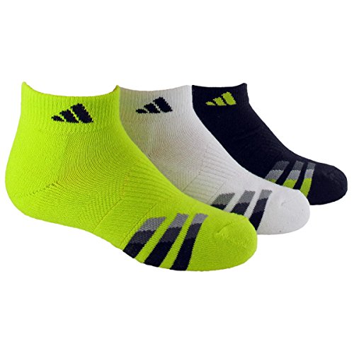 adidas Boys Cushion Low Cut Socks (Pack of 3), Semi Solar Yellow/Black - White/Black - Black/Semi Solar Yellow, Large