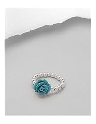 Turquoise Rose Stretch Ring In Sterling Silver