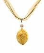 Necklace - N23 - Genuine Semi Precious Gemstone on Five-Strand Organza and Cotton Cord + 2" Extension Chain - Oval Shape ~ Tri-Color Jade