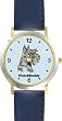 Miniature Schnauzer (SC) Dog - WATCHBUDDY&reg; DESIGNER DELUXE TWO-TONE THEME WATCH - Arabic Numbers-AQUA MARINE STYLE - Pale Blue Dial with Blue Leather Strap-Size-Large ( Men's Size or Jumbo Women's Size )