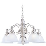 Sea Gull Lighting 31051-962 Canterbury Five Light Chandelier, Brushed Nickel Finish with Satin Etched Glass