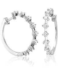 18k White Gold Circle Hoop Huggies Diamond Earrings (GH, I1-I2, 0.54 carat)