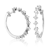 415dixAtENL. SL160  14k White Gold Circle Hoop Huggies Diamond Earrings
