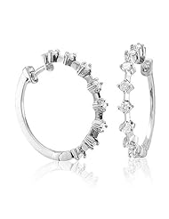 14k White Gold Circle Hoop Huggies Diamond Earrings (GH, I1-I2, 0.55 carat)