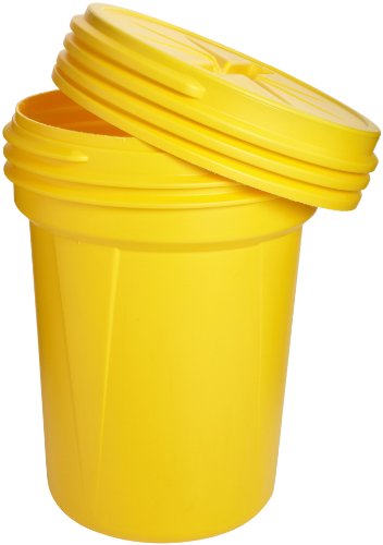 Eagle 1600SL Yellow High Density Polyethylene Lab Pack Drum with Plastic Screw-on Lid, 30 gallon Capacity, 28.25