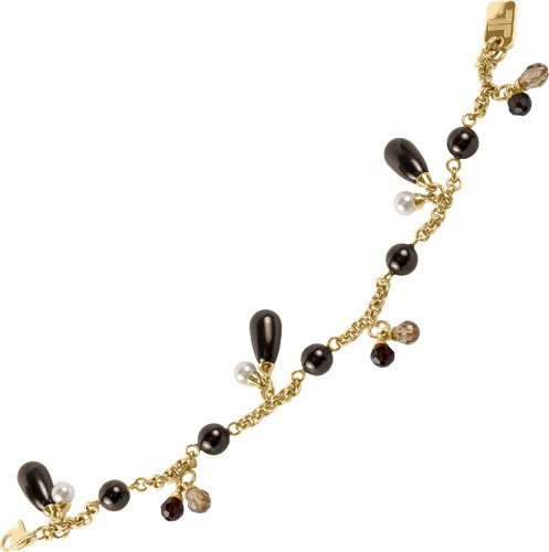 Jacques Lemans Jewellery Damen-Armband Edelstahl vergoldet Perlen schwarz wei&szlig; Swarovski-K Preisvergleich