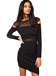Sexy Asymmetric Polyester Long Sleeves Off the Shoulder  Dress