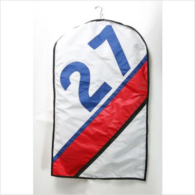 Ella Vickers Garment Bag GRMT Color: White Sailcloth Red Stripe Blue Number