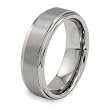 Brushed and Polished Ridged Edge Tungsten Carbide Ring (7.0mm) - Sizes 5-13