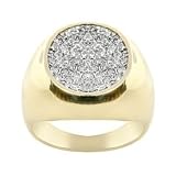 1 Carat Pave Diamond Mens Ring 14K Yellow Gold 11.3g