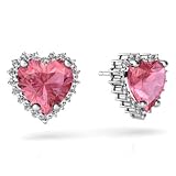 14K White Gold Heart Sapphire Earrings