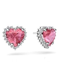 Created Pink Sapphire 14kt White Gold Earrings