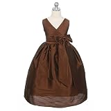 Sweet Kids Girls Brown Bow Flower Girl Special Occasion Dress 6M-12