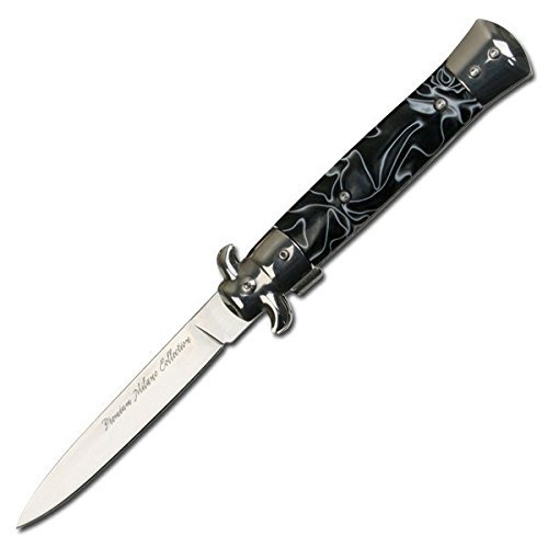 9" BLACK MARBLE Michael Corleone Godfather Style Assisted Knife Assist Opening Assisted pocket knife
