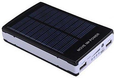 NWE External Battery 30000mAh" Solar Powered Dual USB Li-ion Polymer Battery Power Bank / LED Flashlight , Red