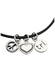Triathlon Necklace, Peace Love Tri Charm Trio