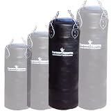 Genuine Cowhide Leather Punch Bag with Free Chrome Plated chain Real Leather punchbag Black 5 Feet