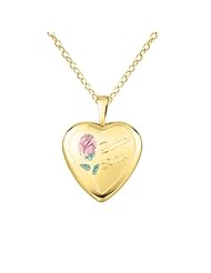 Sterling silver and 14k gold Heart Shaped Locket w/ Rose "Quince Anos" Necklace
