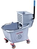 New Star Foodservice 54712 Commercial Mop Bucket and Wringer, 36-Quart, Grey