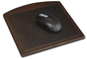 Genuine Walnut and Black Leather Mouse Pad