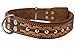 Genuine Leather Braided Studded Dog Collar, Brown 1.6