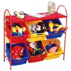 Childrens Toyshop  Toys : Tommy Toy Rack - 6 Bin Kids Toy Organizer