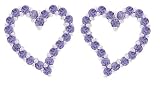 Platinum Plated Sterling Silver Purple Cubic Zirconia Heart-Shaped Earrings