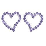 Platinum Plated Sterling Silver Purple Cubic Zirconia Heart-Shaped Earrings