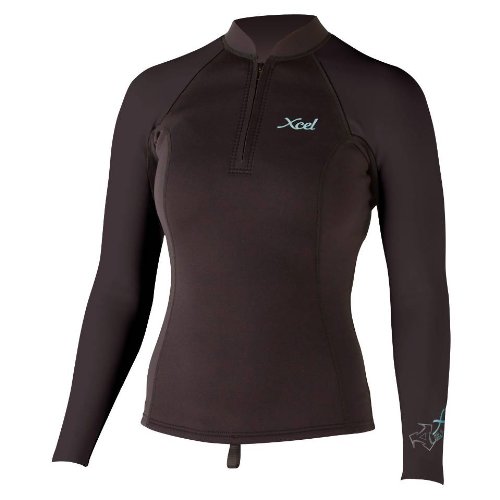 Xcel Women's SLX 2/1mm Front Zip Long Sleeve Top, Black, 6 On Sale